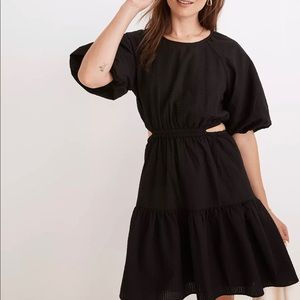 Madewell Seersucker Puff-Sleeve Cutout Mini Dress NF870 Medium